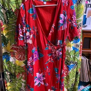 Holiday Tropical Floral Wrap Dress for Vacation